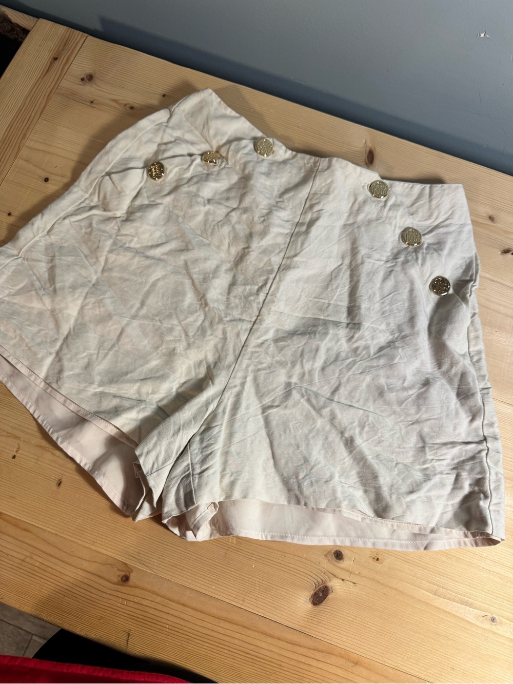 Emily McCarthy High-Waist Cream Button-Detail Women's Shorts